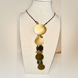Artisan Modernist Elegant Metal Art Statement Necklace Signed MAJO